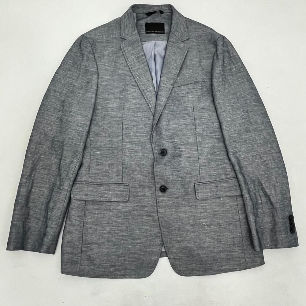 Banana Republic Mens Blazer Jacket‎ Gray 2-Button Single Breasted Long Sleeve